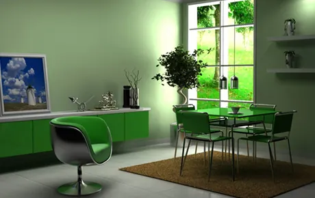 Green living room render